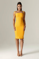 Rebecca Bandage Lace Up Midi Dress (Sun Orange)