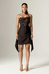 Edna Lace Corset Mini Dress (Black)