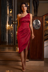Harper Corset Satin Midi Dress (Maroon)
