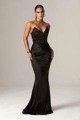 Nina Mermaid Corset Maxi Gown (Black)
