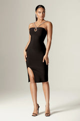 Gizelle Crystallized Bandage Midi Dress (Black)