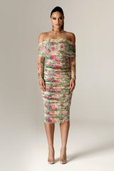 Hayley Off Shoulder Midi Dress (Floral Serenade)