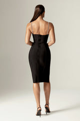 Gizelle Crystallized Bandage Midi Dress (Black)