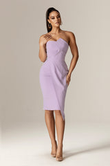 Eliana Crepe Corset Midi Dress (Lilac Whisper)