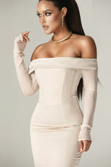 Giulia Mermaid Corset Maxi Gown (Champagne)