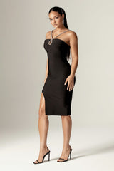 Gizelle Crystallized Bandage Midi Dress (Black)