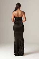 Nina Mermaid Corset Maxi Gown (Black)