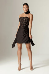 Edna Lace Corset Mini Dress (Black)