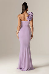 Rona 3D Flowers Corset Maxi Gown (Purple)