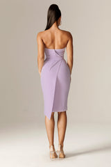 Eliana Crepe Corset Midi Dress (Lilac Whisper)