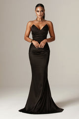 Nina Mermaid Corset Maxi Gown (Black)