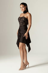 Edna Lace Corset Mini Dress (Black)