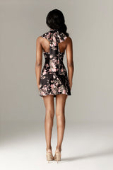 Orla Bow Corset Mini Dress (Rose Print)