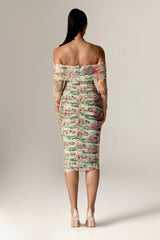 Hayley Off Shoulder Midi Dress (Floral Serenade)