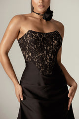 Edna Lace Corset Mini Dress (Black)