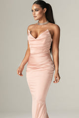 Nina Mermaid Corset Maxi Gown (Blush Pink)