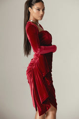 Narin Draped Midi Dress (Maroon)