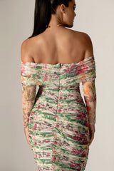 Hayley Off Shoulder Midi Dress (Floral Serenade)