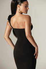 Avery 3D Flowers Corset Maxi Gown (Black)