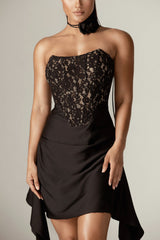 Edna Lace Corset Mini Dress (Black)