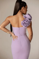 Rona 3D Flowers Corset Maxi Gown (Purple)