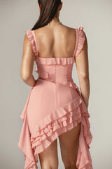 Lenora Ruffle Mini Dress (Blush Pink)