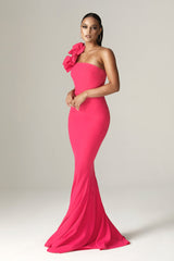 Rona 3D Flowers Corset Maxi Gown (Fuchsia)