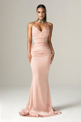 Nina Mermaid Corset Maxi Gown (Blush Pink)