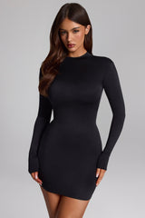 Slinky Jersey Backless Mini Dress in Black