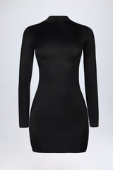 Slinky Jersey Backless Mini Dress in Black