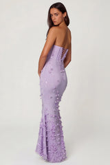 Lace-Up Corset Maxi Dress in Lilac