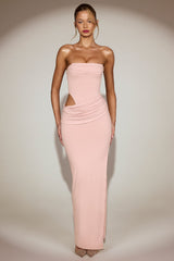 Soft-Jersey Bandeau Cut-Out Maxi Dress in Pink