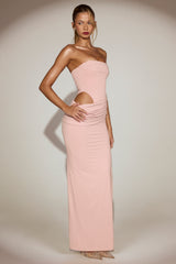Soft-Jersey Bandeau Cut-Out Maxi Dress in Pink