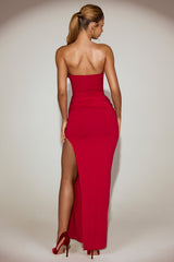 Soft-Jersey Bandeau Cut-Out Maxi Dress in True Red