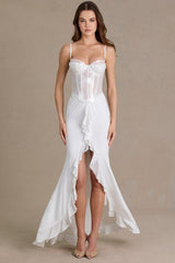 Premium Embellished Lace Corset Gown in White