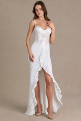 Premium Embellished Lace Corset Gown in White