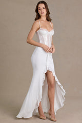 Premium Embellished Lace Corset Gown in White