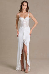 Premium Embellished Lace Corset Gown in White