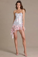 Premium Embellished Tulle Corset Mini Dress in Baby Pink