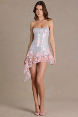 Premium Embellished Tulle Corset Mini Dress in Baby Pink
