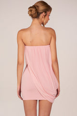 Bandeau Draped Mini Dress in Blush Pink