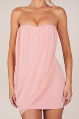 Bandeau Draped Mini Dress in Blush Pink