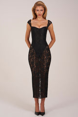 Sweetheart-Neck Maxi Dress in Black