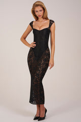 Sweetheart-Neck Maxi Dress in Black