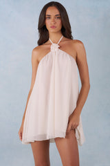 Halterneck Babydoll Mini Dress in Ivory