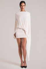 Draped Cape Mini Dress  in Ivory