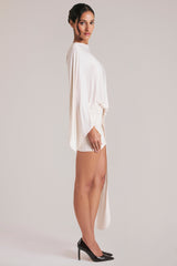 Draped Cape Mini Dress  in Ivory