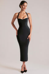 Halterneck Midaxi Dress in Black