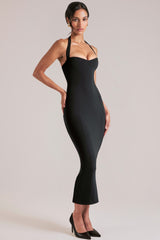 Halterneck Midaxi Dress in Black