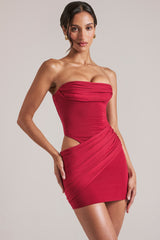 Bandeau Bodycon Mini Dress in Cherry Red